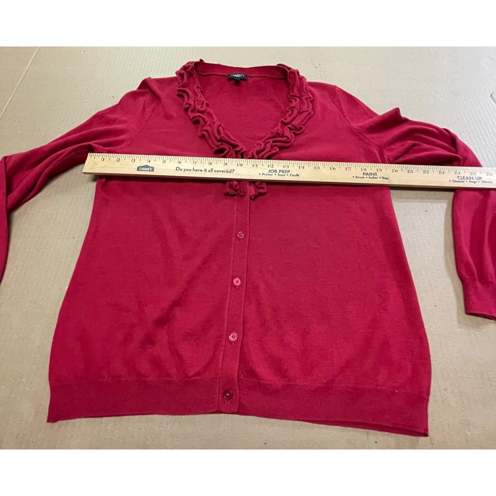 Talbots Red Ruffled Cardigan - Picture 6 of 13